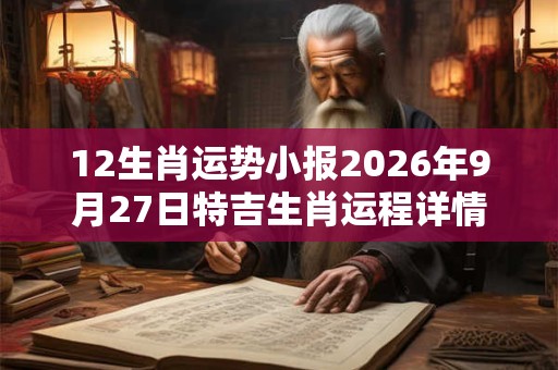 12生肖运势小报2026年9月27日特吉生肖运程详情 12生肖运势小报2026年9月27日特吉生肖运程详情