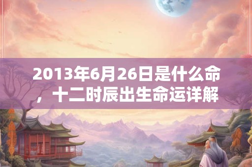 2013年6月26日是什么命，十二时辰出生命运详解