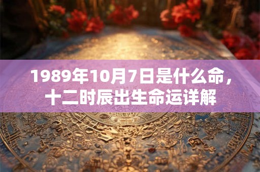 1989年10月7日是什么命，十二时辰出生命运详解