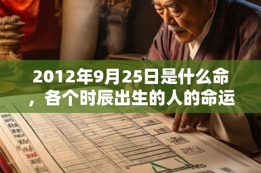 2012年9月25日是什么命，各个时辰出生的人的命运
