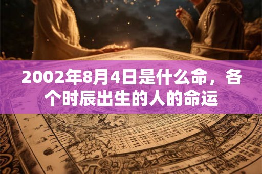 2002年8月4日是什么命，各个时辰出生的人的命运
