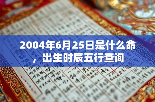 2004年6月25日是什么命，出生时辰五行查询