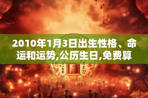 2010年1月3日出生性格、命运和运势,公历生日,免费算命