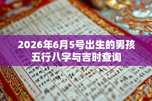 2026年6月5号出生的男孩五行八字与吉时查询
