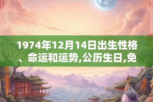 1974年12月14日出生性格、命运和运势,公历生日,免费算命