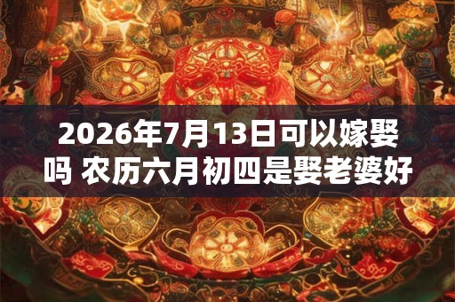 2026年7月13日可以嫁娶吗 农历六月初四是娶老婆好日子吗 2026年7月13日可以嫁娶吗 农历六月初四是娶老婆好日子吗