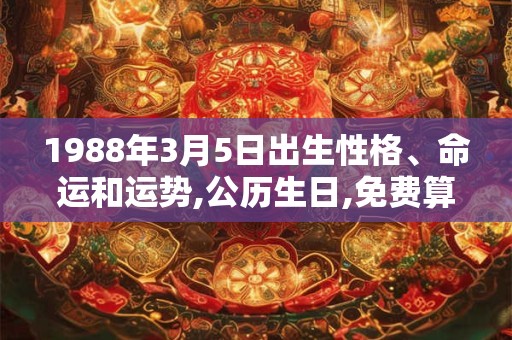 1988年3月5日出生性格、命运和运势,公历生日,免费算命 1988年3月5日出生性格、命运和运势,公历生日,免费算命