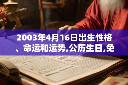 2003年4月16日出生性格、命运和运势,公历生日,免费算命 2003年4月16日出生性格、命运和运势,公历生日,免费算命