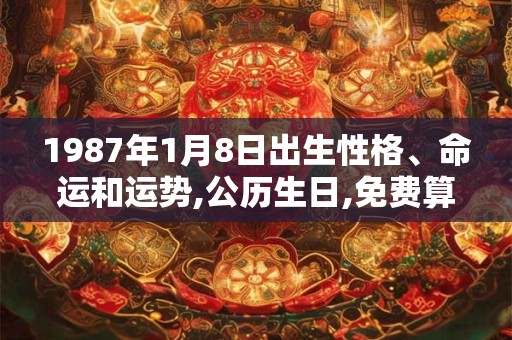 1987年1月8日出生性格、命运和运势,公历生日,免费算命