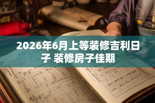 2026年6月上等装修吉利日子 装修房子佳期