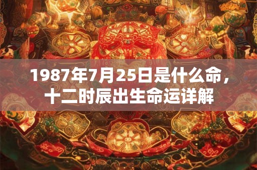 1987年7月25日是什么命，十二时辰出生命运详解