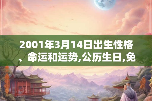 2001年3月14日出生性格、命运和运势,公历生日,免费算命