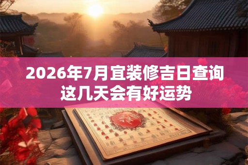 2026年7月宜装修吉日查询 这几天会有好运势 2026年7月宜装修吉日查询 这几天会有好运势
