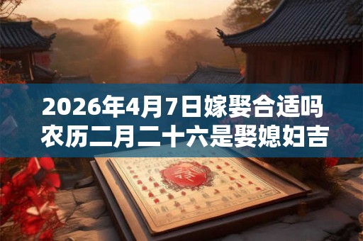 2026年4月7日嫁娶合适吗 农历二月二十六是娶媳妇吉日吗