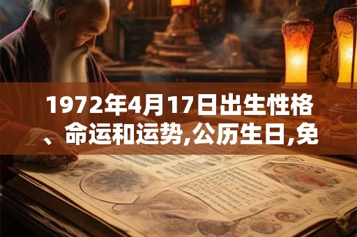 1972年4月17日出生性格、命运和运势,公历生日,免费算命