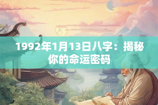 1992年1月13日八字:揭秘你的命运密码 1992年1月13日八字:揭秘你的命运密码
