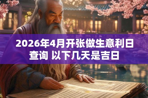 2026年4月开张做生意利日查询 以下几天是吉日