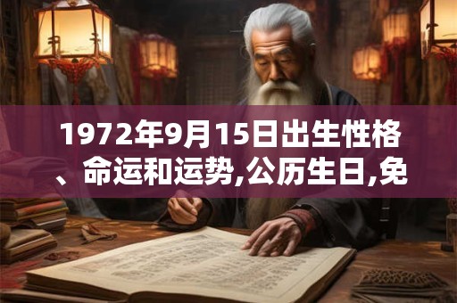 1972年9月15日出生性格、命运和运势,公历生日,免费算命 1972年9月15日出生性格、命运和运势,公历生日,免费算命