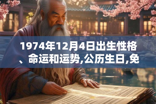 1974年12月4日出生性格、命运和运势,公历生日,免费算命 1974年12月4日出生性格、命运和运势,公历生日,免费算命