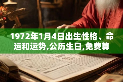 1972年1月4日出生性格、命运和运势,公历生日,免费算命