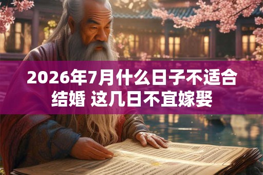 2026年7月什么日子不适合结婚 这几日不宜嫁娶