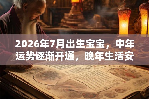 2026年7月出生宝宝，中年运势逐渐开通，晚年生活安适无忧