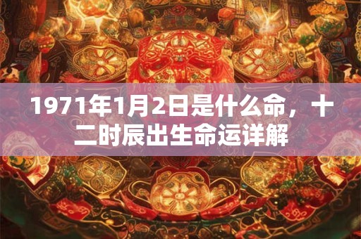 1971年1月2日是什么命，十二时辰出生命运详解