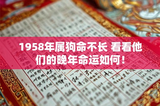 1958年属狗命不长 看看他们的晚年命运如何! 1958年属狗命不长 看看他们的晚年命运如何!