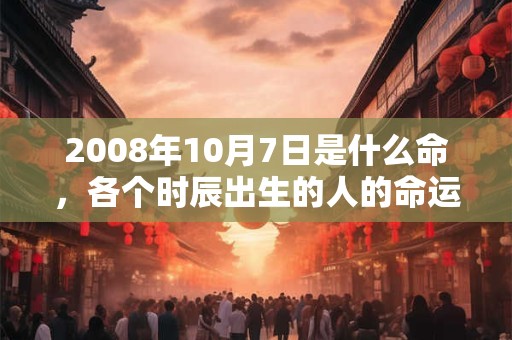 2008年10月7日是什么命，各个时辰出生的人的命运