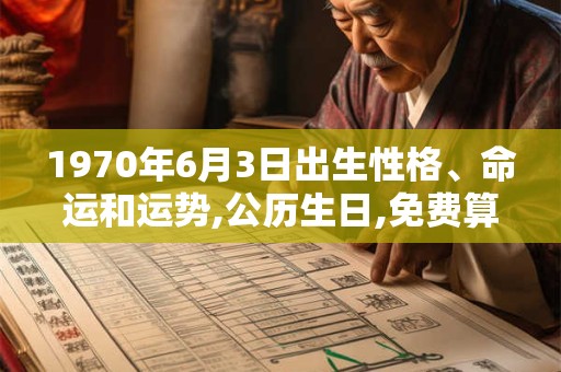 1970年6月3日出生性格、命运和运势,公历生日,免费算命
