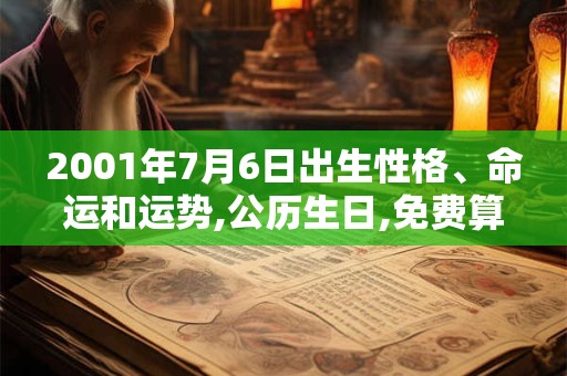 2001年7月6日出生性格、命运和运势,公历生日,免费算命 2001年7月6日出生性格、命运和运势,公历生日,免费算命