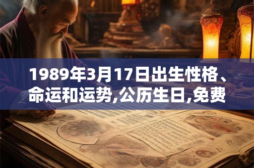 1989年3月17日出生性格、命运和运势,公历生日,免费算命