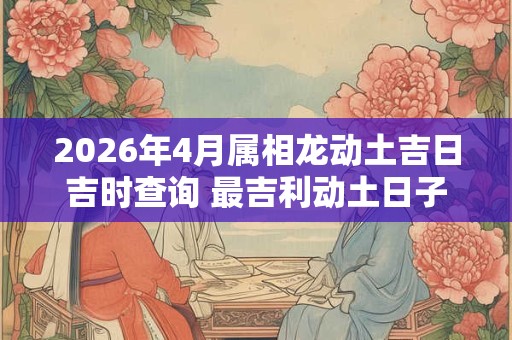 2026年4月属相龙动土吉日吉时查询 最吉利动土日子 2026年4月属相龙动土吉日吉时查询 最吉利动土日子