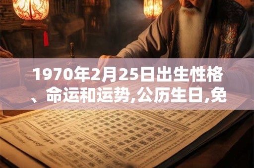 1970年2月25日出生性格、命运和运势,公历生日,免费算命