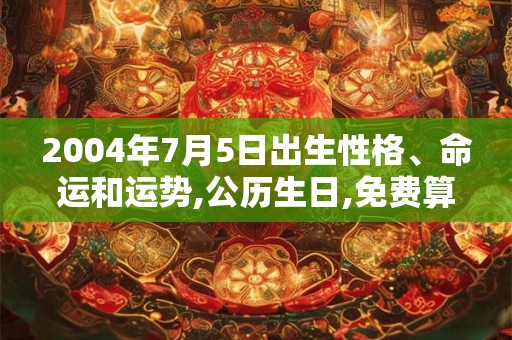 2004年7月5日出生性格、命运和运势,公历生日,免费算命