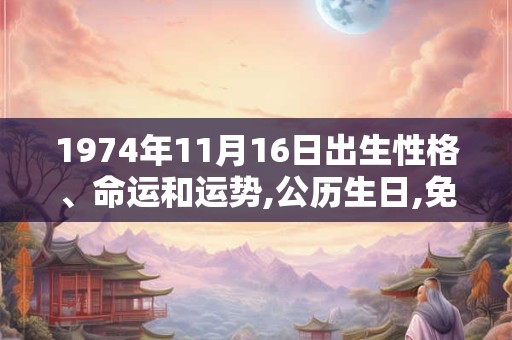 1974年11月16日出生性格、命运和运势,公历生日,免费算命