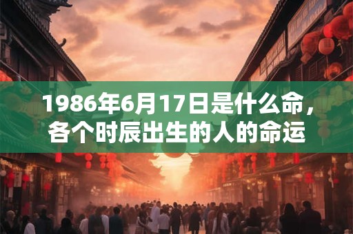 1986年6月17日是什么命，各个时辰出生的人的命运