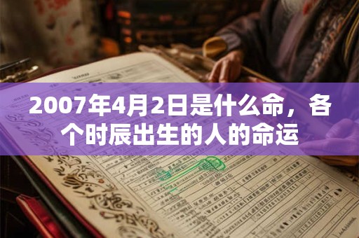 2007年4月2日是什么命，各个时辰出生的人的命运
