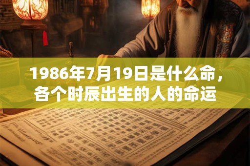 1986年7月19日是什么命，各个时辰出生的人的命运