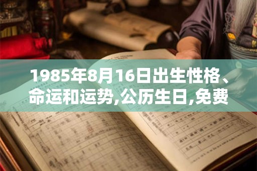 1985年8月16日出生性格、命运和运势,公历生日,免费算命