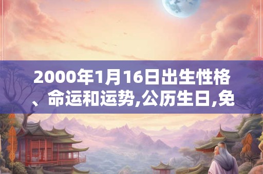 2000年1月16日出生性格、命运和运势,公历生日,免费算命 2000年1月16日出生性格、命运和运势,公历生日,免费算命