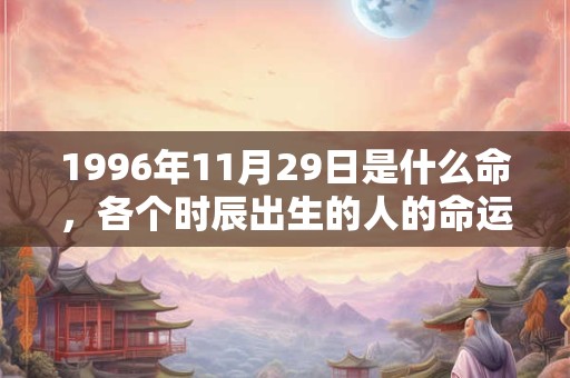 1996年11月29日是什么命，各个时辰出生的人的命运