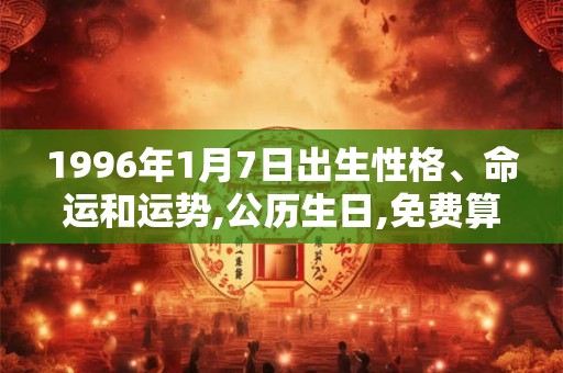 1996年1月7日出生性格、命运和运势,公历生日,免费算命