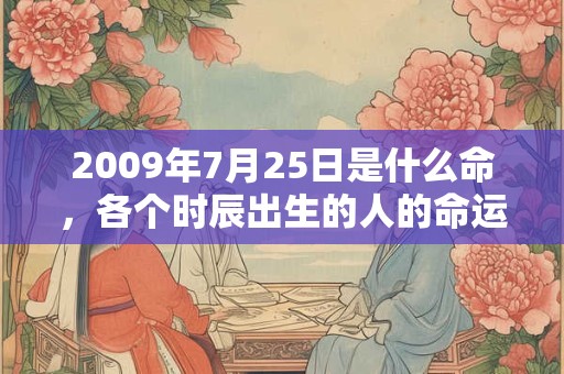 2009年7月25日是什么命,各个时辰出生的人的命运 2009年7月25日是什么命,各个时辰出生的人的命运