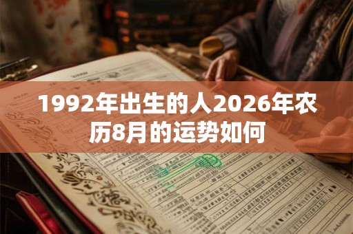 1992年出生的人2026年农历8月的运势如何