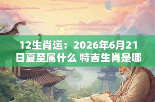 12生肖运：2026年6月21日夏至属什么 特吉生肖是哪几个