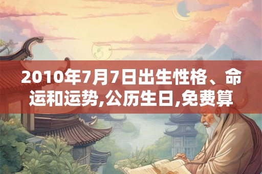2010年7月7日出生性格、命运和运势,公历生日,免费算命
