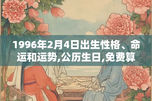 1996年2月4日出生性格、命运和运势,公历生日,免费算命