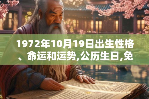 1972年10月19日出生性格、命运和运势,公历生日,免费算命