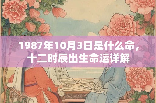 1987年10月3日是什么命，十二时辰出生命运详解